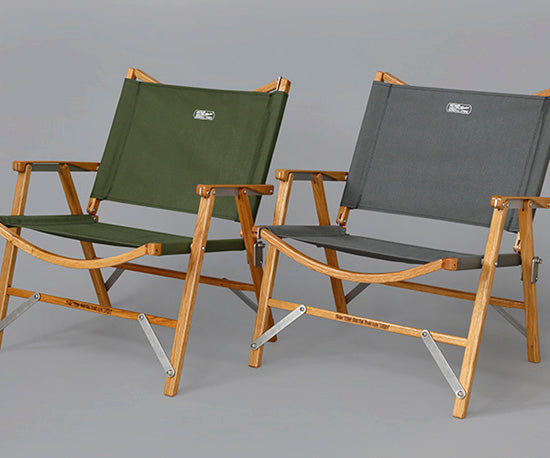STÜSSY x Kermit Chair collaboration chairs two Japan classic oak handmade portable packable camping glamping luxury wooden furniture handmade in the USA