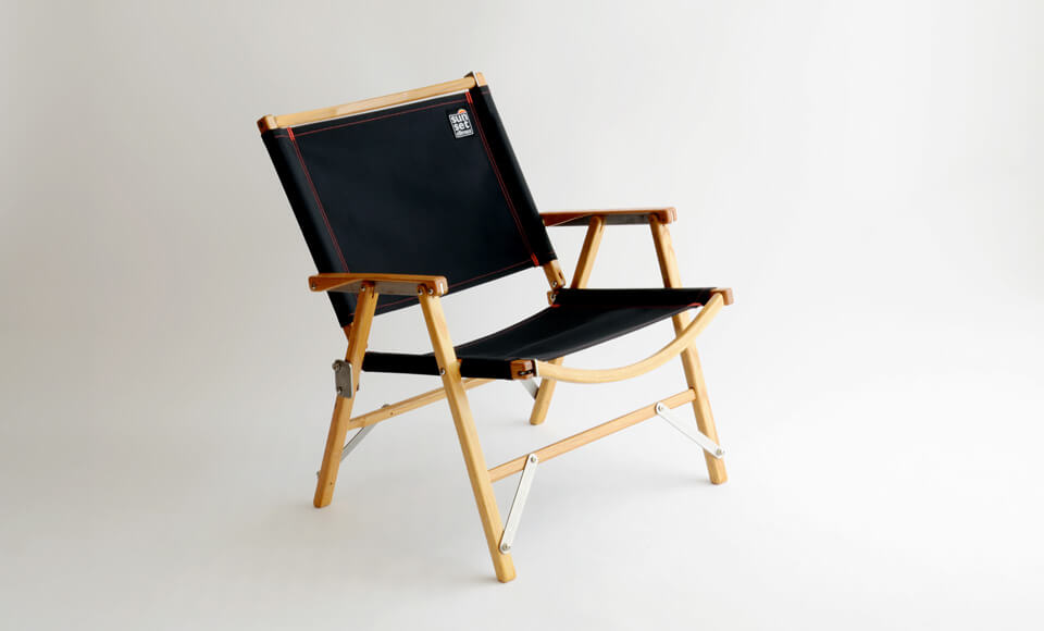 Sunset Climax X Kermit Chair Company camping glamping japanese luxury oak wooden portable packable outdoor furniture handmade in the USA